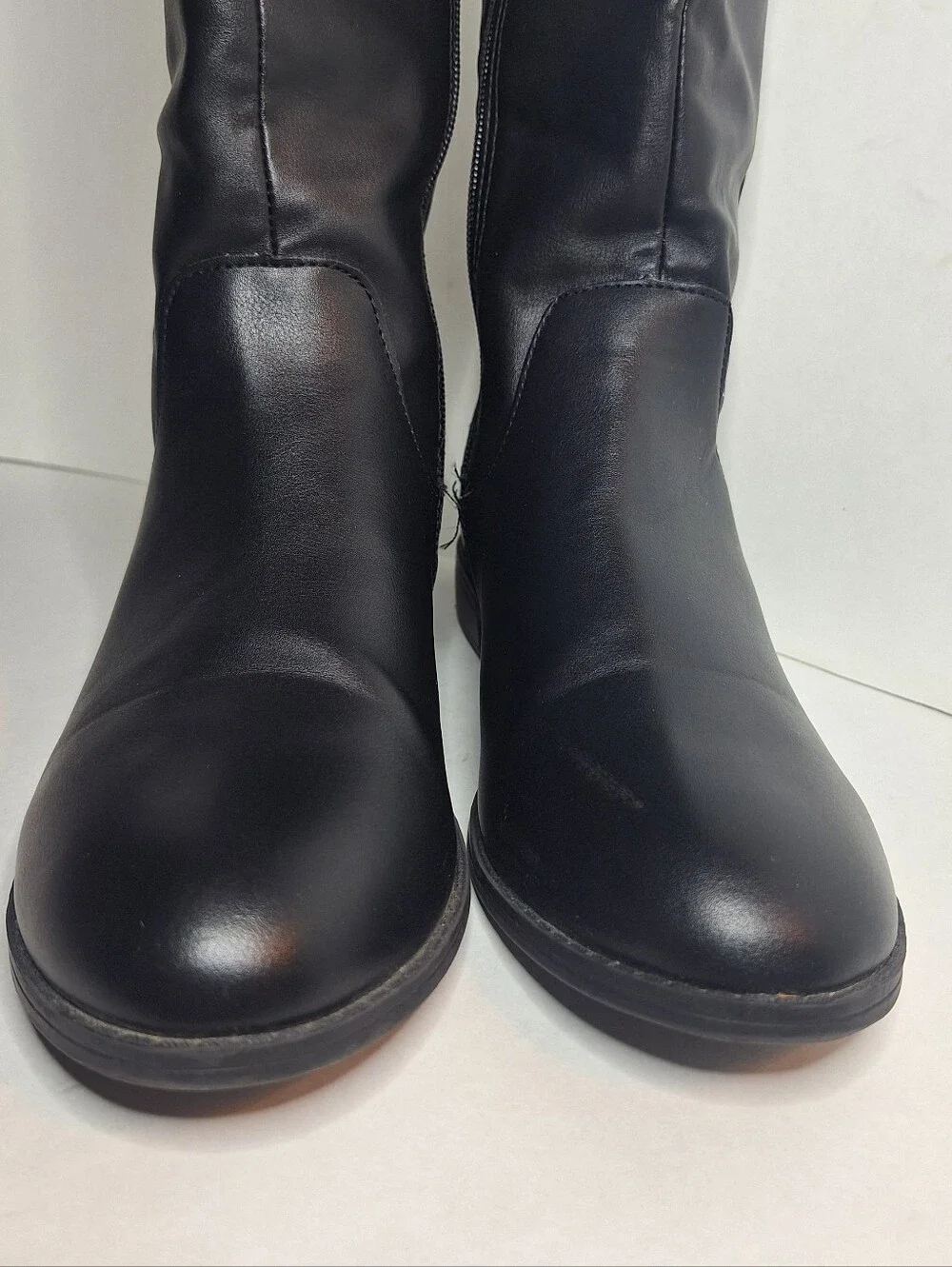 Karen Scott Faux Leather Black Tall Riding Boots Buckle Accent Wmns Size 8.5w WC